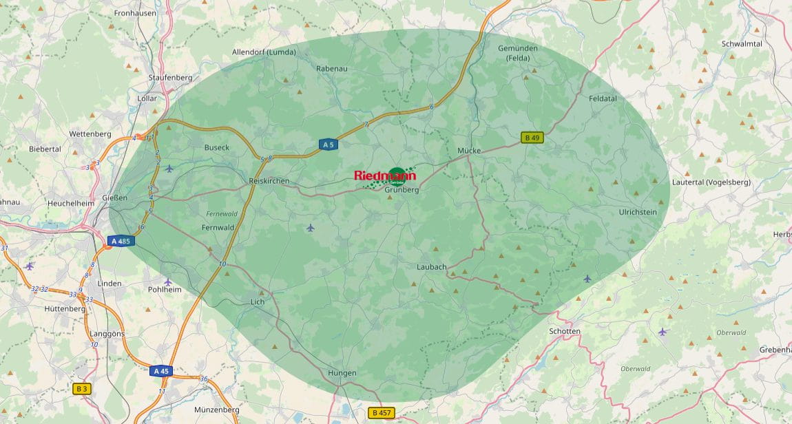 Liefergebiet Riedmann Grünberg